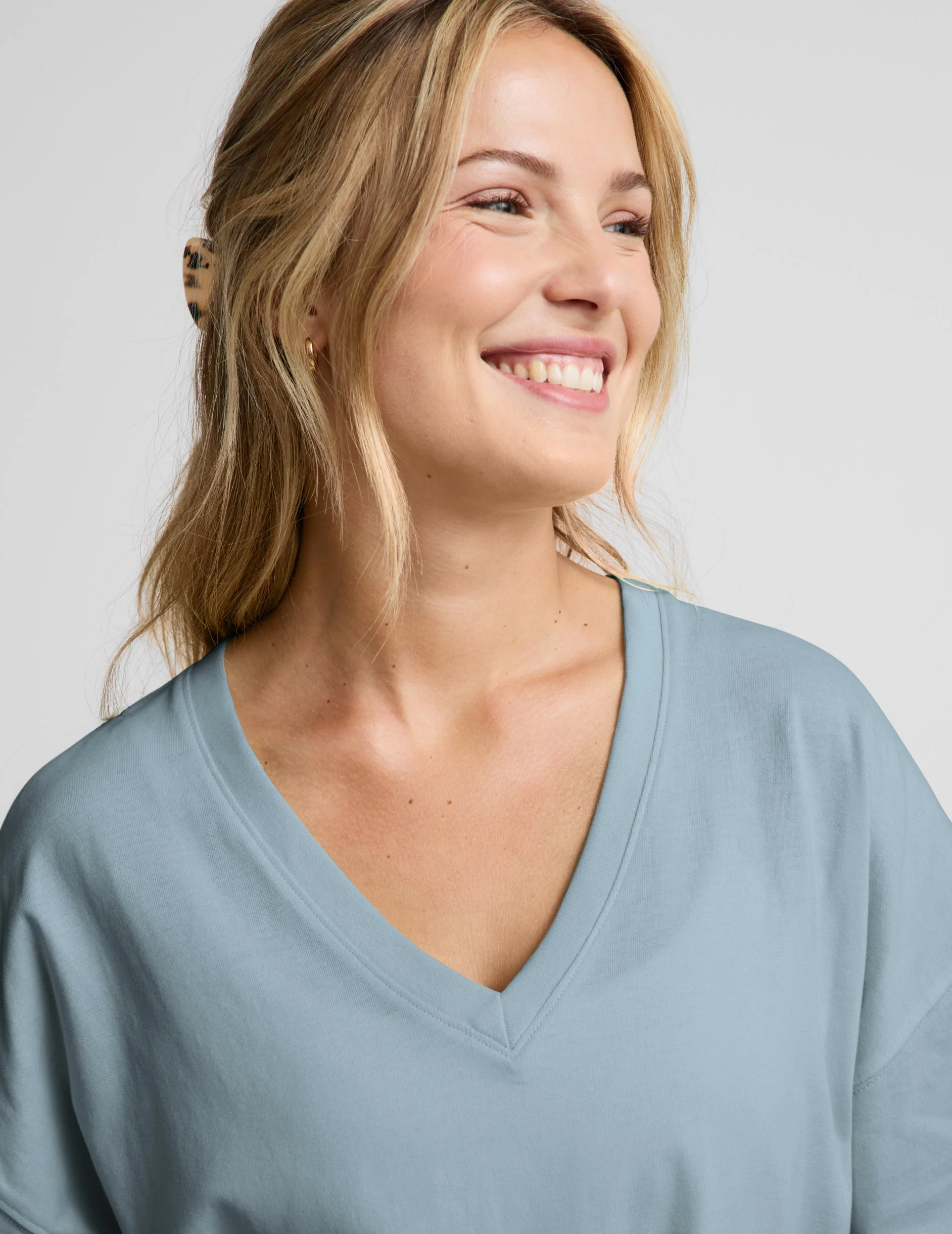SoftKnit Better Than Ever Oversized V-Neck Cotton Tee - Image 3